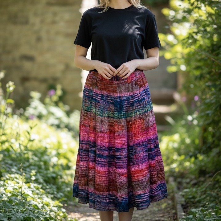 Pink Silk Midi Skirt Vtg 80s Encore Vibrant Pleated Womens 18 Classy Old Money